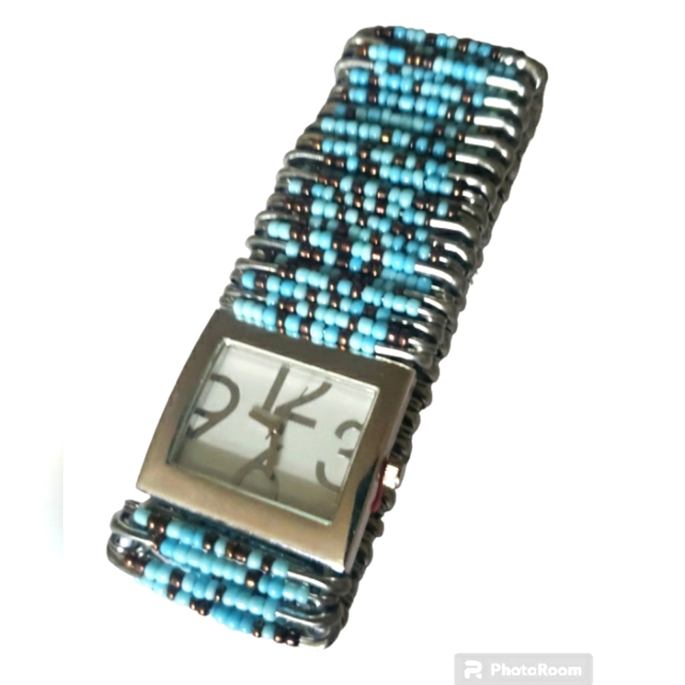Hand Crafted Blue Beaded Watch